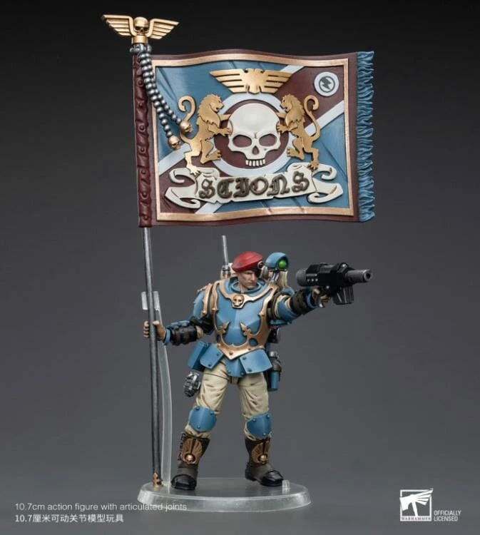 Warhammer 40k Astra Militarum Tempestus Scions Command Squad 55th Kappic Eagles Banner Bearer 1/18 Scale Figure 5 Warhammer 40k Astra Militarum Tempestus Scions Command Squad 55th Kappic Eagles Banner Bearer 1/18 Scale Figure - Image 3